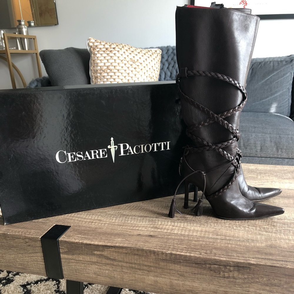 Cesare Paciottii brown leather boots